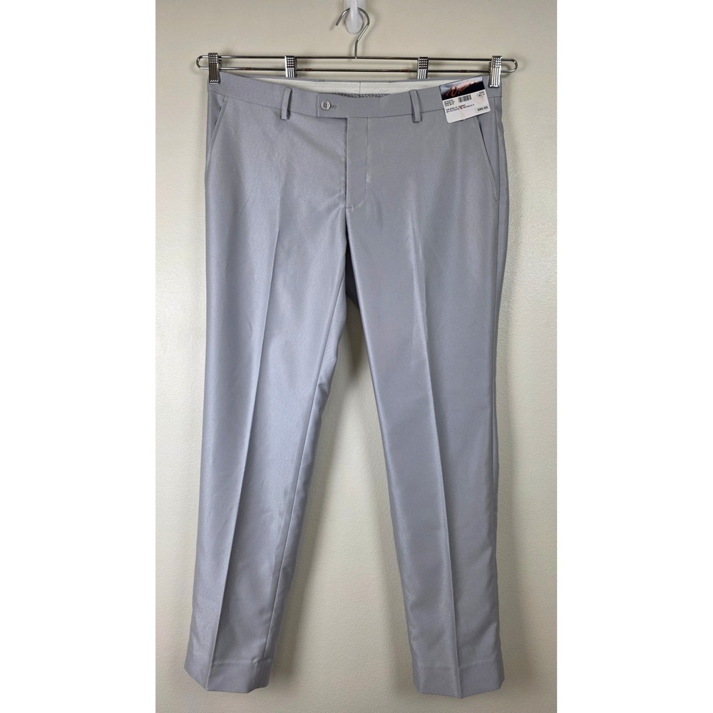 Egara Pants Mens 38x30 Gray Skinny Fit Stretch Dress Flat Front Trousers Office